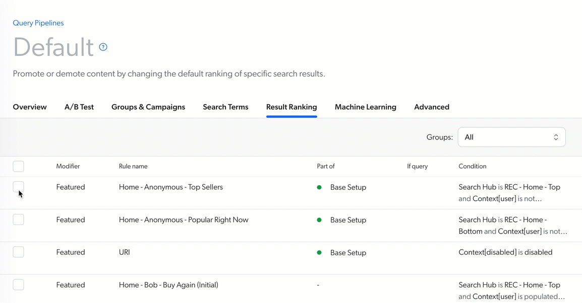 user interface for editing groups associations