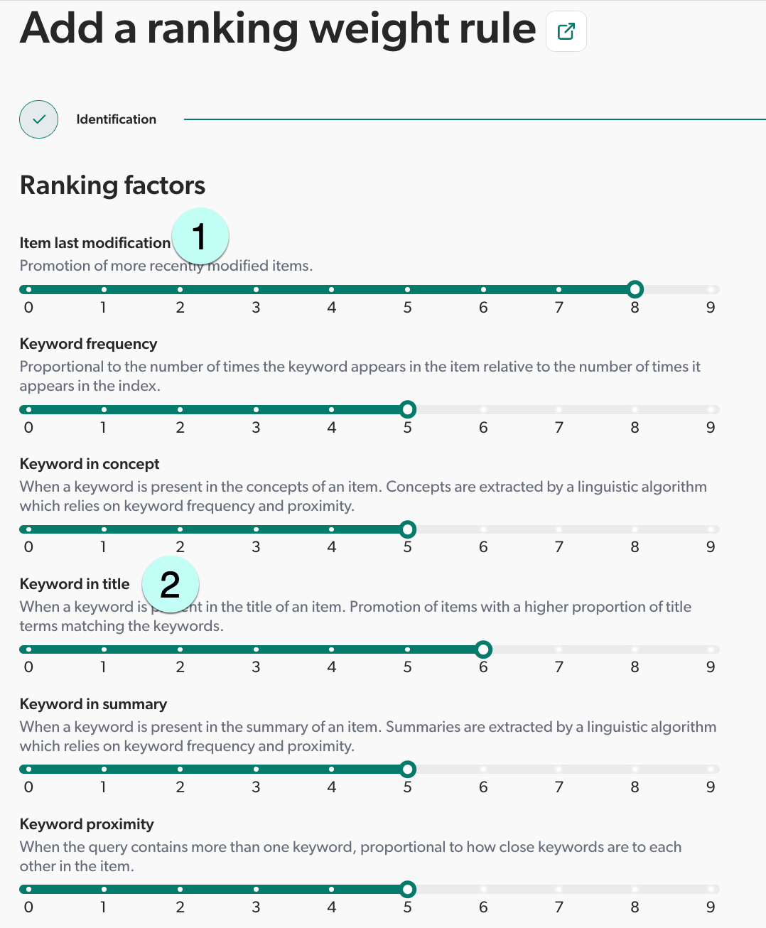 Add a ranking weight rule example | Coveo