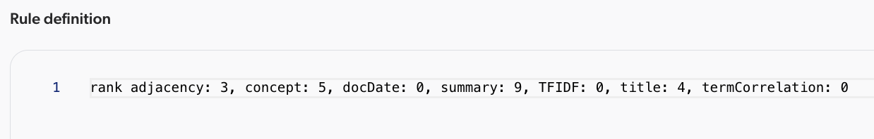 Example of the add/edit rule with code panel | Coveo