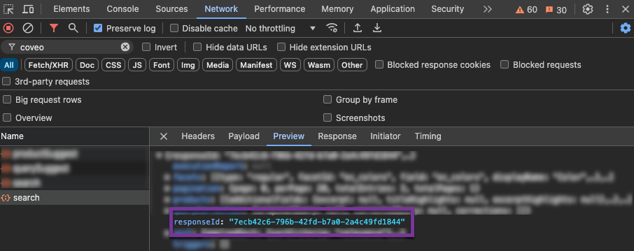 `responseid` in developer tools