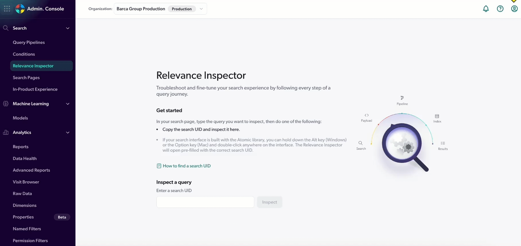type a `searchuid` in Relevance Inspector | Coveo Platform