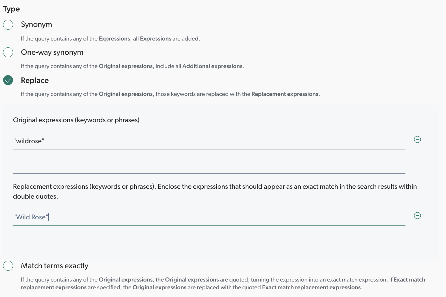 Coveo | Replace rule example